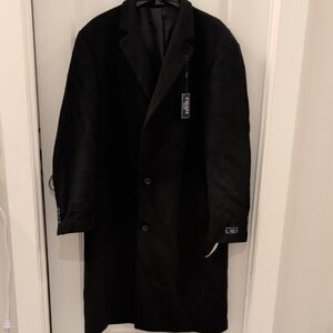 Chaps Men's Black Wool Coat With 3 Buttons